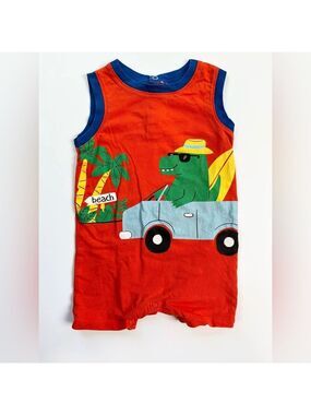 🩵4/$20‎ Joe Fresh Orange Green Alligator Beach Vacation Romper